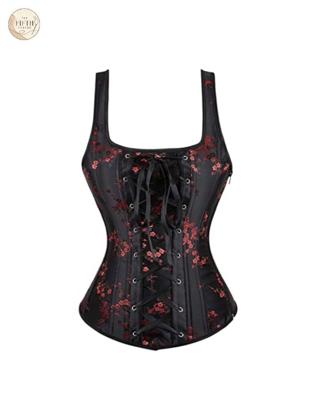 Corset Top Women Overbust Floral Zip Back Lace Up Party Clubwear